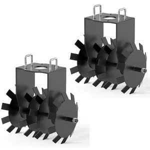 2 PCS Heavy Duty ATV/UTV Tow-Behind Disc Plow Harrow,15.7" Cutting Width, Global 2" Hitch, Adjustable Height - Ideal for Soil Cultivation, Leveling, Seeding, Crop Yield - Durable Agricultural Tool, Black