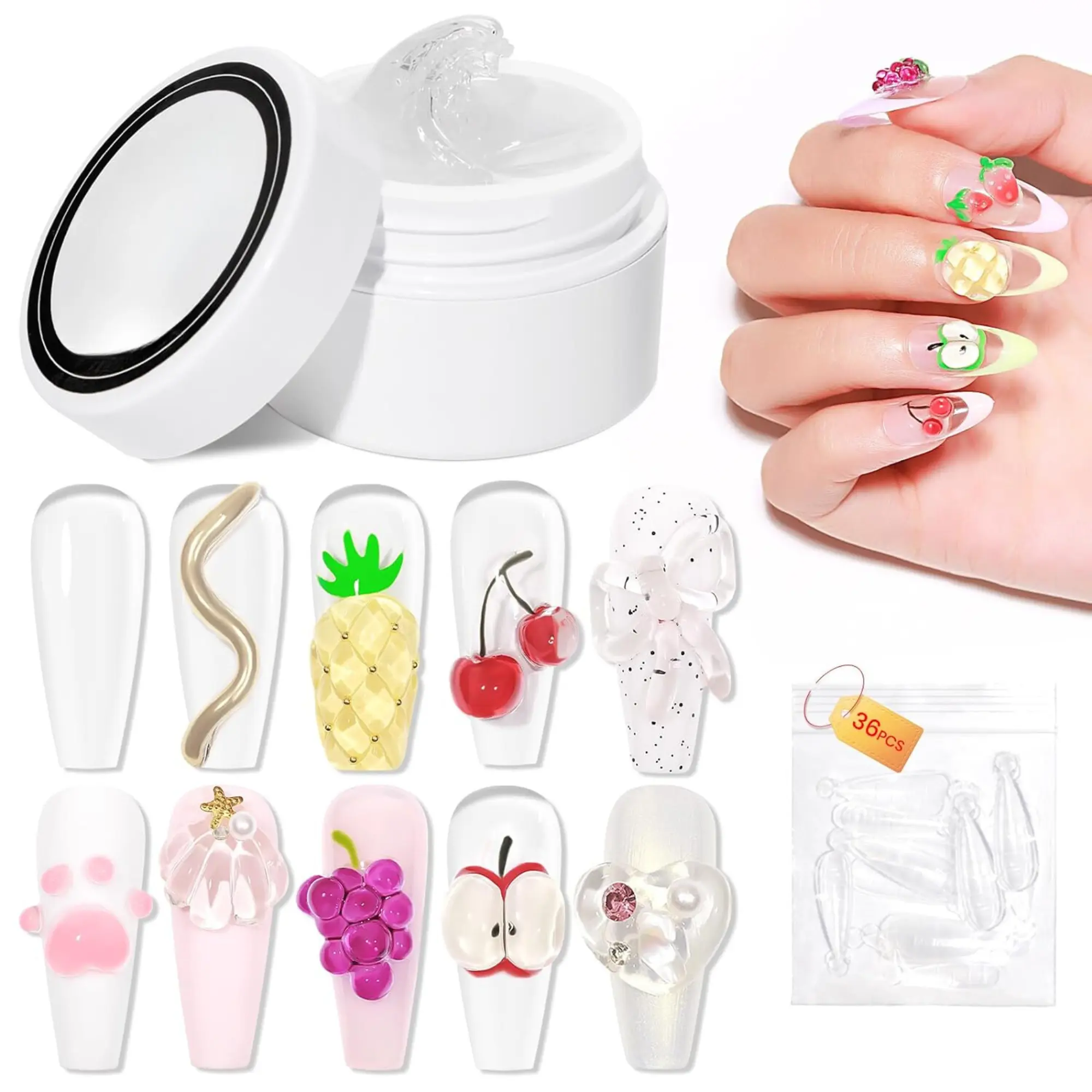 Solid Builder Gel for Nails, Non-Sticky Hard Sculpting Gel, 3D Gell Nails Art Building Gel Nail Extension Soak Off UV/LED Nails Art DIY 15g Clear
