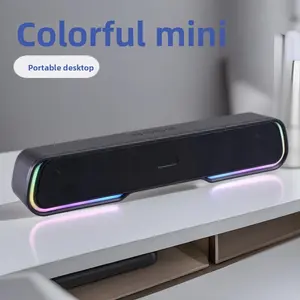 RGB Marquee Light Mini Soundbar, Desktop Long Strip Bluetooth Speaker with Colorful LED Lights