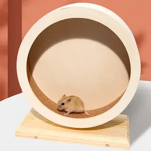 Wooden Hamster Running Wheel, Silent Spinning Exercising Wheel, Pet Supplies for Small Animals like Hamsters, Gerbils, Mice