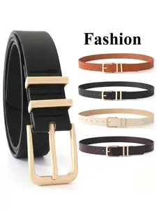 Women's Soft Faux Leather Western Buckle Belt, Perfect for Jeans Pants Dresses, Fashionable Women's Waistband with Buckle, All Seasons