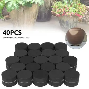 40Pcs Flower Plant Pot Feet Invisible Round Flowerpot Riser Stands Self-adhesive Black Non-slip Heavy Duty Flower Pot Pad Garden Supplies