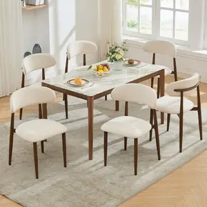 Modern Metal Dining Chairs Set of 2 Beige Fabric Upholstered with Ergonomic Backrest for Dining Room Sleek Design & Sturdy Frame