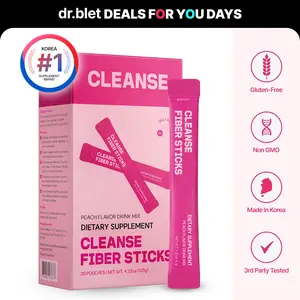 dr.blet Cleanse Fiber Sticks, Peach flavor, Support Digestive & Gut Health, Bloat Relief, Maintain Natural Fullness, Dietary Fiber, Plant-Based Ingredients, NON-GMO