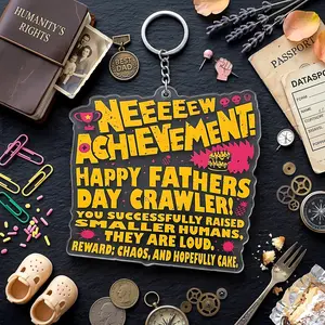 Dungeon Crawler Carl Fathers Day Acrylic Keychain, Dad Achievement Charm, DCC Fan, Funny LitRPG Dad Gift