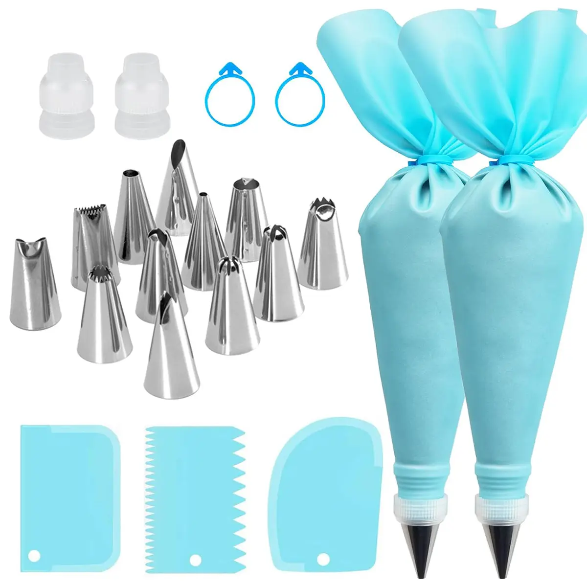 21-Piece Cake Decorating Tool Set, Cake Decorating Kit, Pastry Decorating Tools, Baking Accessories, Cake Decoration Supplies with Icing Tips, Piping Bags & Molds, Perfect for Halloween Christmas Thanksgiving