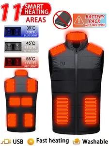 Men's Casual Colorblock Vest Dual Control Heating Jacket Coat, Winter Fitted Thick Woven Fabric, Regular Length, Cold-Resistant Outerwear