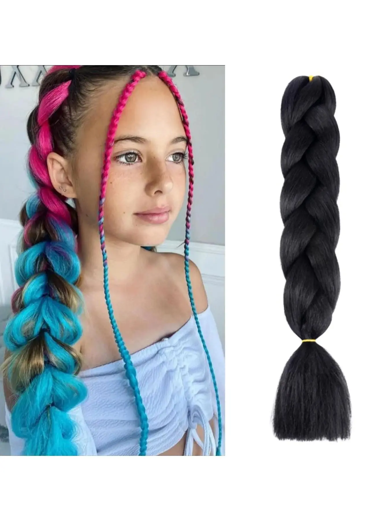 Dirty Dreads Ponytail Wig Synthetic Hair Piece African Big Braid Gradient Color Single Color High-Temperature Fiber Long Hair Extensions Braiding Twisted