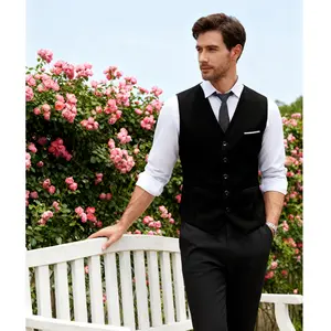 Men's Casual Dress Suit Vest Slim Fit Business Formal Waistcoat Vest Classic Menswear