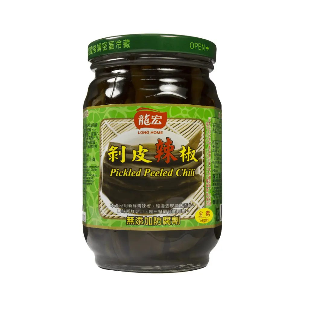 Tangy Long Peeled Home Pickled Chili, Pantry Cupboard Condiment for Stir-Fries with Tangy Heat, Suitable for All Ages, Pair with Noodles - 420g Food