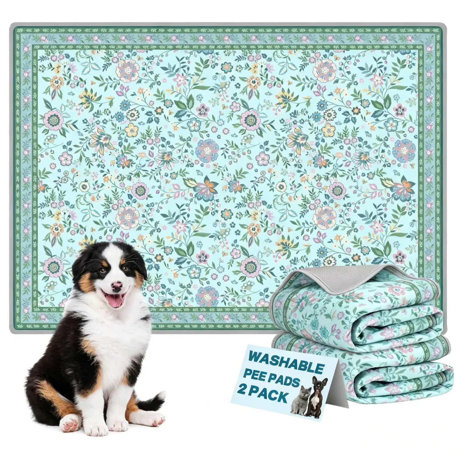 Washable Pee Pads for Dogs,Great Urine Absorbent Reusable Puppy Training Pads,Waterproof,Leak-Proof & Non-Slip Potty Pads for Whelping,Crate,Playpen,Bed.(
