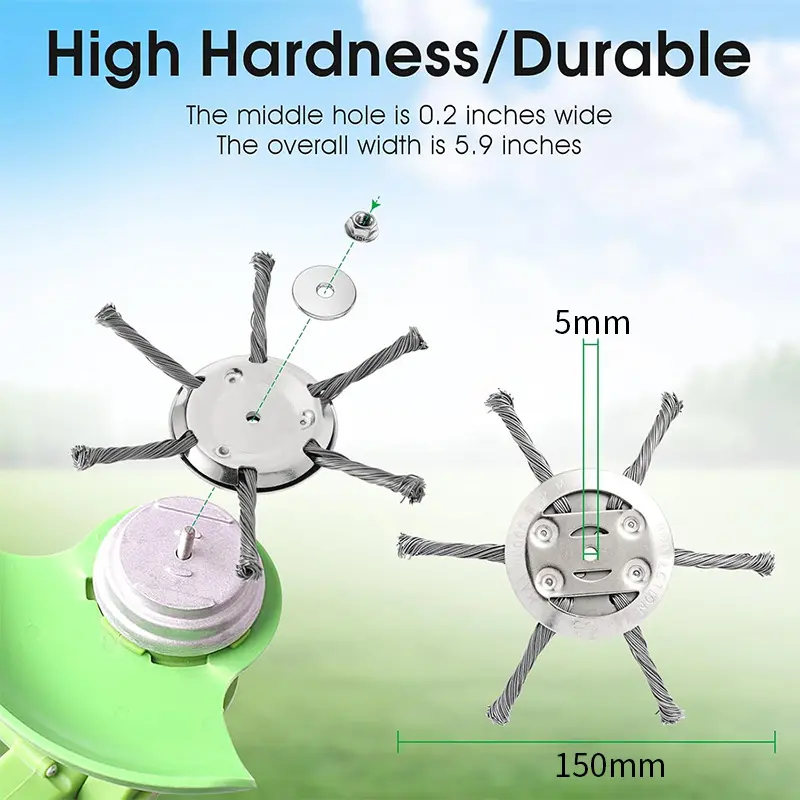 Universal Fit Power Tool Accessories Kit for String Trimmers - Steel Wire Head, Weed Cutting Wheel, Grass Trimming Head, Nylon Weed Disc, Trimmer Spool