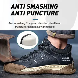 Men's steel toe shoes,water-proff puncture-proof and smash-proof with swivel buckle,contrasting mesh work safety shoes,suitable for outdoor work,blue-collar workers,industrial construction,out door casual shoes Product model:266 Footwear Boy Closed Nail