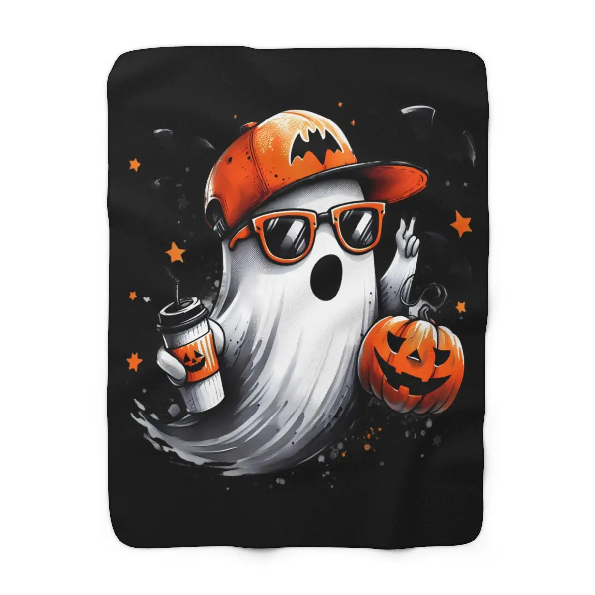 Cool Halloween Ghost Sherpa Fleece Blanket