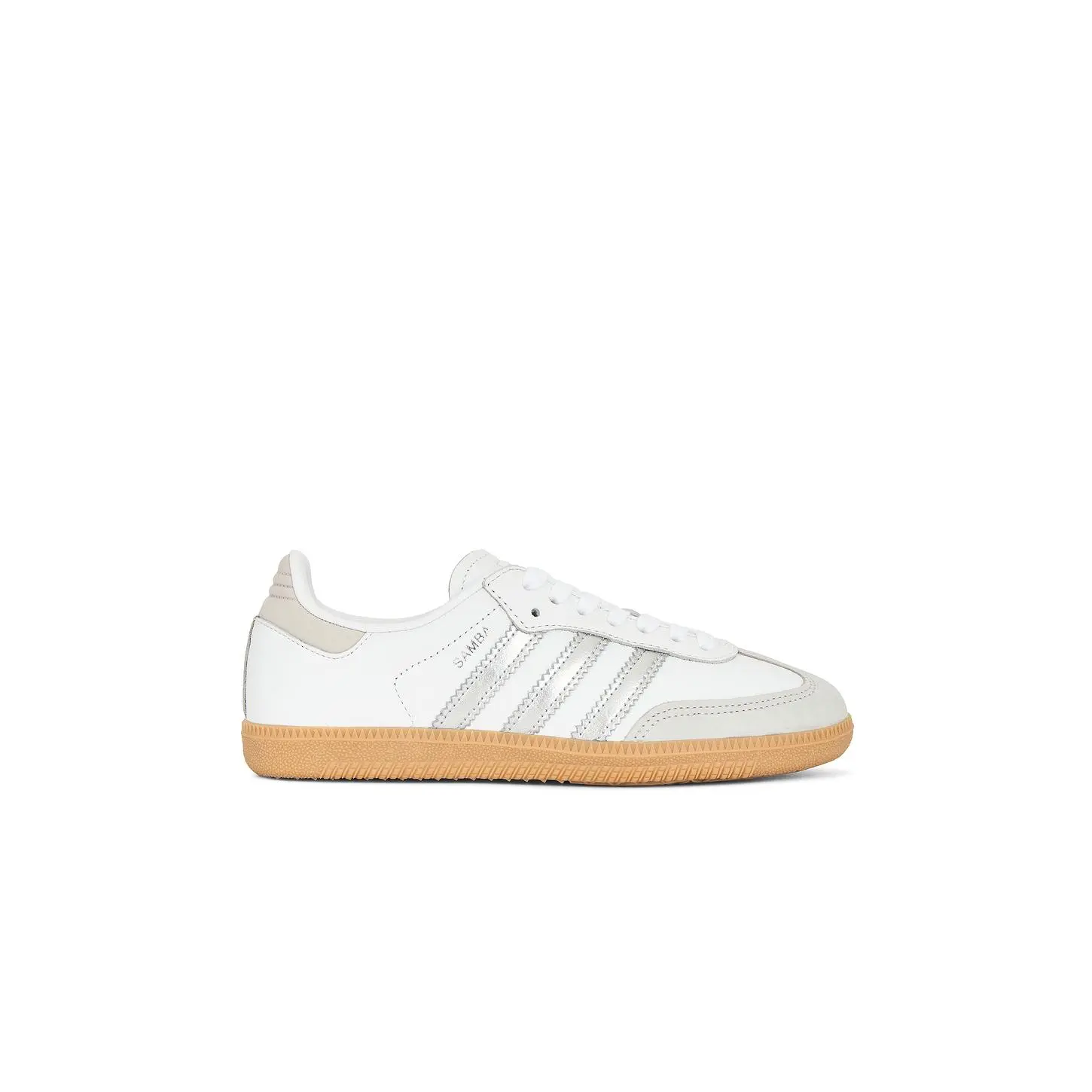 adidas Originals Samba OG in Cloud White, Silver Metallic, & Grey One