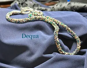 Elegant Multicolor Beaded Crochet Necklace