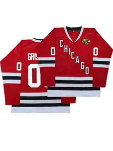 Men'S Hockey Jersey Long Sleeve Hockey uniform, Non-Stretch Fabric with Number 00 - All-Season Hockey Gear for Games, Practices, Casual Sports - Machine Washable Adult Ice Hockey Suit, Game Day Outfit, V neck Uniform, Durable Mate, Athletic Tops