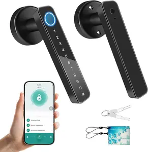 Fingerprint Door Lock  Biometric Door Knob Keyless Entry Door Lock One-Touch Lock & Unlock  Touchscreen Lock with Handle for Front Door Bedroom Hotel Office Apartment
