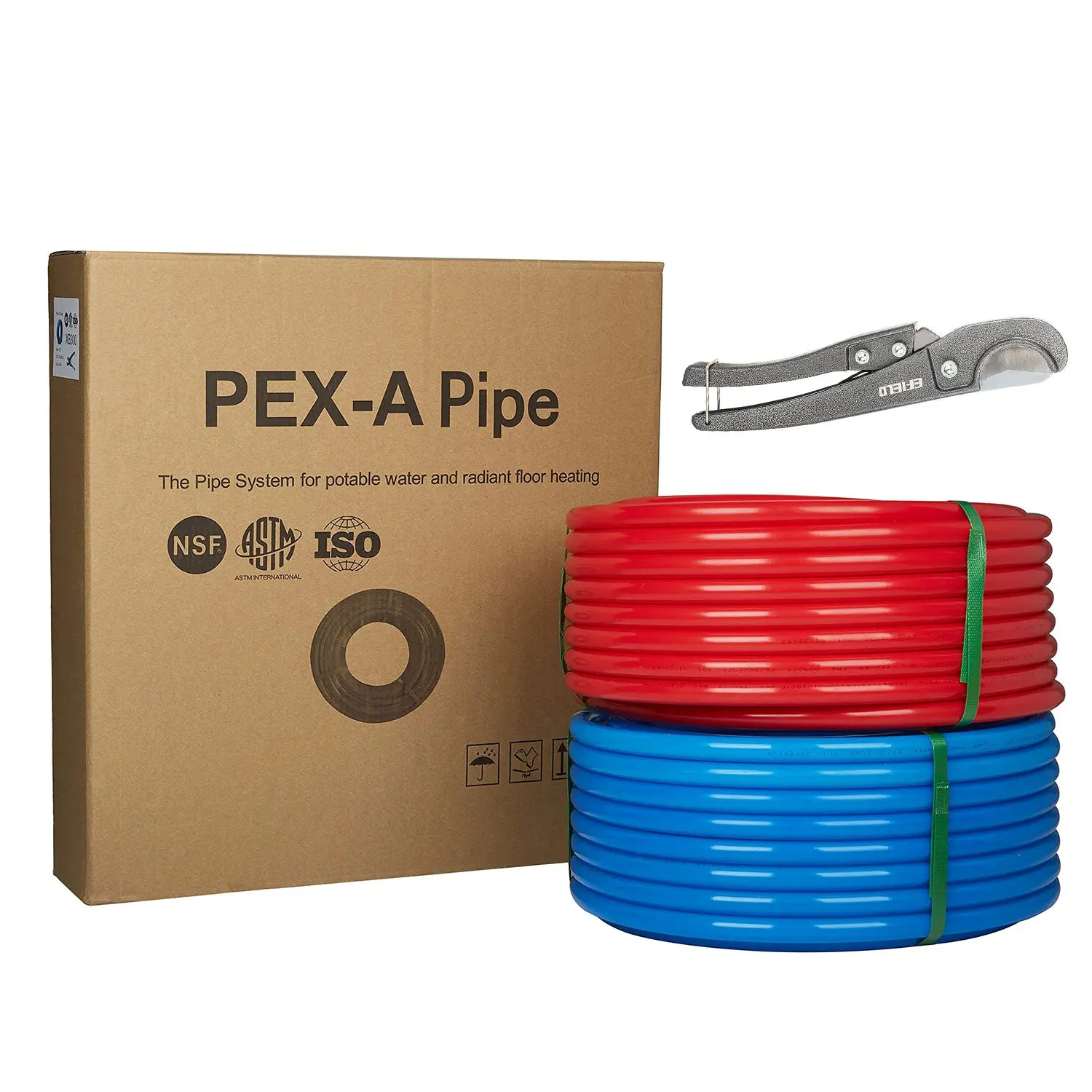 1/2" 600ft, 300ft x 2, PEX-A Pipe, Red & Blue & Cutter 1/2" 600ft, 300ft x 2, PEX-A Pipe, Red & Blue & Cutter