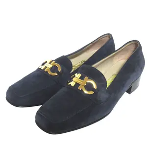 Pre-owned SALVATORE FERRAGAMO Suede Small Leather Goods Heel Loafers