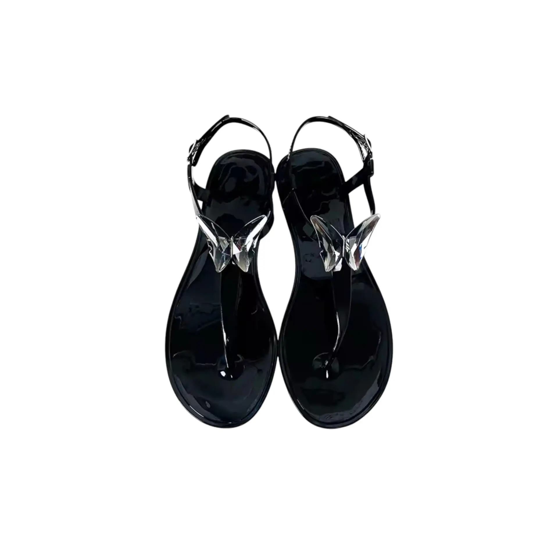 ALIANA Black Gel Beach Sandals