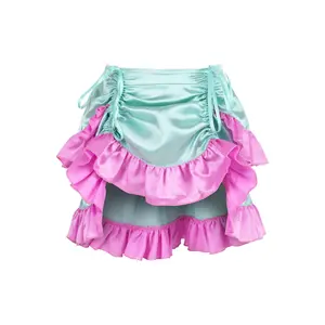Mint/Pink Satin Ruched Bustle Skirt