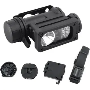Nylon Helmet Light with 4 Accessories, 4 Lights, 8 Multi-Modes (Strobe, Constant Red, Blue, White, IR) - Survival Signal Identification Lamp for Outdoor Camping, Hiking, Four Lights