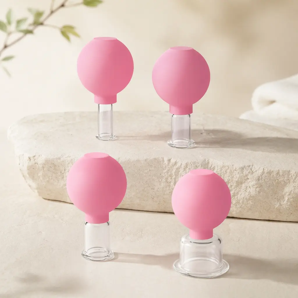 Lumimood 4-Piece Multi-Pack Facial Cupping Tool Set - Glass-Silicone Vacuum Suction Anti-Wrinkle Skincare Tools for Face Debloat, Radiant Skin, Facial Slimming & Massage, Facial Slimming & Massage Tools