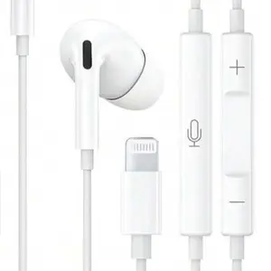 Wired Earbuds with Lightning Connector and Microphone for iPhone - White