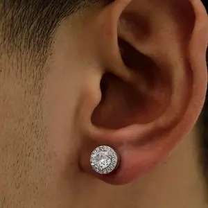 1 Pair Exclusive Men's Stud Earrings –  with Artificial Cubic Zirconia | Stylish & Luxe Design |Ideal Gift