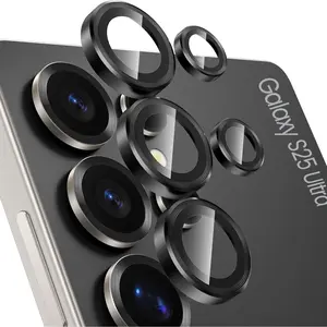 High-Quality Metal Camera Lens Glass Protector for Samsung Galaxy S25 Ultra S24 Ultra 5g, Smartphone Camera Accessories, Full Coverage Scratch-Resistant, Aluminum Frame + 9h Tempered Glass