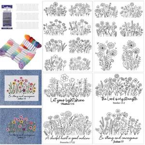 Floral Transfer Embroidery Water-Soluble Stabilizer, Beginner DIY Creative Sewing Supplies, 4 Sheets Floral Patterns, Floral Embroidery Design, Embroidery Stabilizers