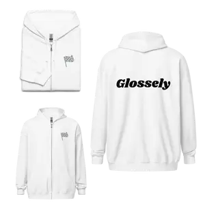 Glossely essentials Unisex Heavy Blend Zip Hoodie Regular Fit Drop Shoulder Hooded Pullover Essential Fall and Winter Streetwear for Men and Women Casual Daily Wear soft comfy Streetwear basic Soft Fleece Sweaters Tops white fox viral pullover Fabric Mens