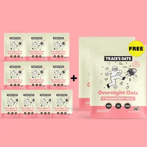 Strawberry Milk Overnight Oats – High Protein Breakfast | 15g Protein, Gluten-Free, No Added Sugar, Glyphosate-Free | Easy Prep Oatmeal (12 pack)