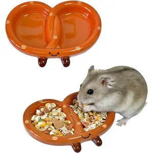 2PCS Bread Shaped Hamster Food Dish Ceramic Food Water Feeding Bowl Small Animal Bowls for Gerbil Rat Hedgehog