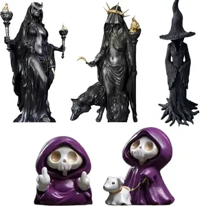 Hecat Nictipolos, Night Witch, Underground World Hecat Phosphorescent Messenger or Morning Star statue, Hecat Greek Goddess and Magic Hound Resin Sculpture, Halloween table decoration