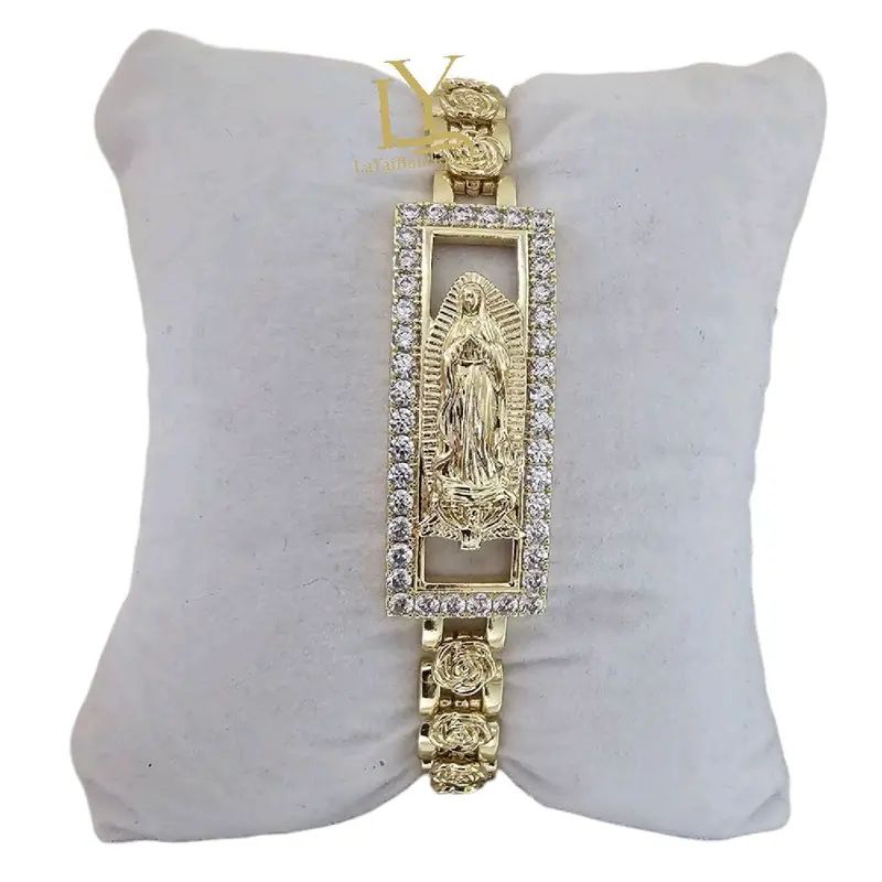 LaYaiBoutique #1158 Bracelet  Virgen de Guadalupe oro Laminado 14k ALTA CALIDAD.