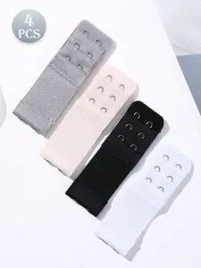 4 Pack Bra Extender Hooks, Adjustable Elastic Non-Slip Bra Straps, Comfortable Back Closure Clips, Women's Underwear Accessories, Bra Hook Extension