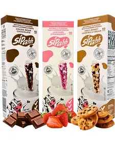Milk Flavoring 30 Straws, STRAWBERRY, CHOCOLATE, COOKIES FLAVORS, A SIPAHH STARTER, Low Sugar, Kids Drink, Works with Any Milk, Perfect for Lunchboxes & Gifting, Chocolate milk, Strawberry milk, Flavored milk, Sipahh flavoring straws, Healthy snack kids