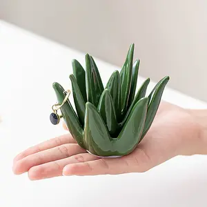 Ring Holder Cactus Aloe Jewelry Display Tray, Home Office Desk Decor, Creative Makeup Table Plate, Mother's Day Easter Gift, Jewelry Box