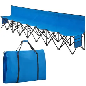【8 Seats】Yaheetech Portable Folding Bench for Camping Bench Chairs with Backrest 600D Oxford Double Layer Fabric for Sports
