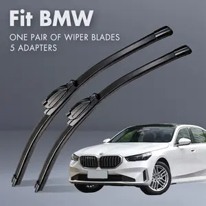 Fit BMW,Universal All-Season Windshield Wipers Ultra Quiet Frameless Blades, OEM Quality,Streak-Free 5 Adapters,  Easy Install Car Parts