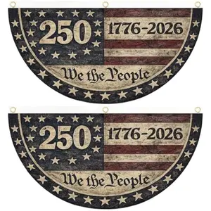 2PCS Patriotic Eagle Fan Banner Humorous Design Front Porch Yard Outdoor Decorations for 250th Anniversary Garden Flag