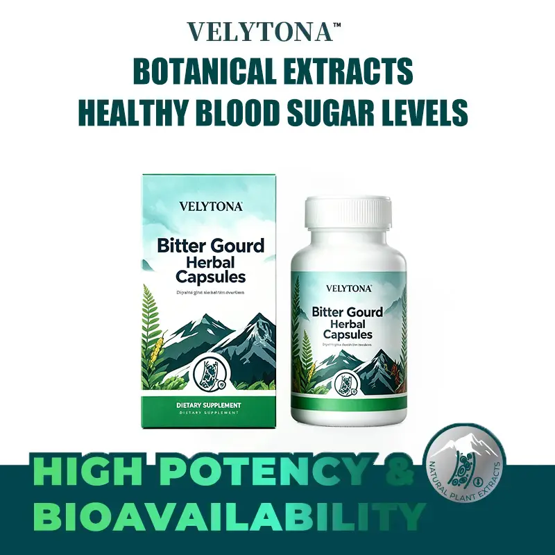 VELYTONA Bitter Gourd Herbal Capsules with Bitter Gourd, Cinnamon, Ginseng, Mulberry Leaf Extracts - Prop 65 Safe Herbal Supplement for Health & Nutrition Support