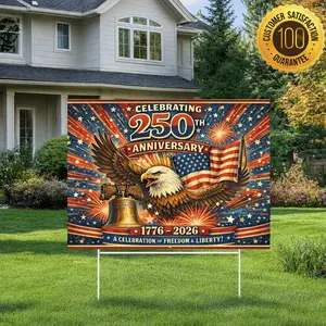 America 250th Anniversary Yard Sign, Patriotic Eagle Liberty Bell Yard Sign, Happy Birthday USA Yard Sign, Patriotic Outdoor Sign