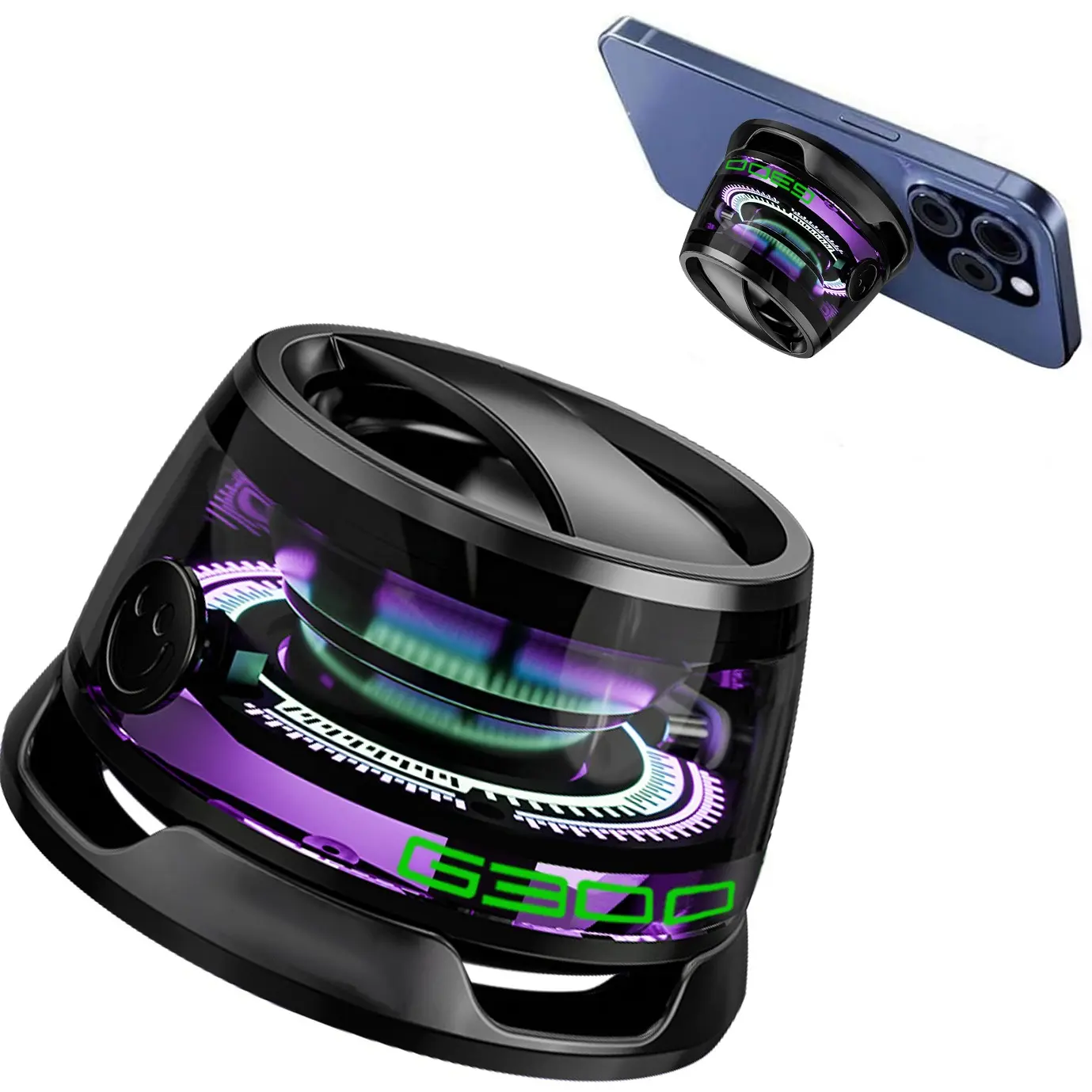 G300 Magnetic Bluetooth-compatible Speaker, Multifunctional Portable Mini Rechargeable Speaker with Multi RGB Color Light Show, 3D Surround Sound Effect, Christmas Gift, Stereo Speaker