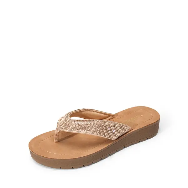 Dream Pairs Women's Rhinestone Flip-Flop Sandals, Stylish Slip On Design with Contoured Arch Support for Casual Summer Wear, Women Sandals, Rhinestones, Women's Flip Flops, Eva Sole