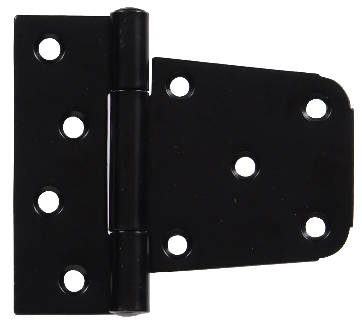 Hillman Group 851947 Heavy-Duty Steel Flagged T-Hinge, Black Surface-Mount Door Hardware for Garden & Lawn, 2x4 Size, Pack of 5