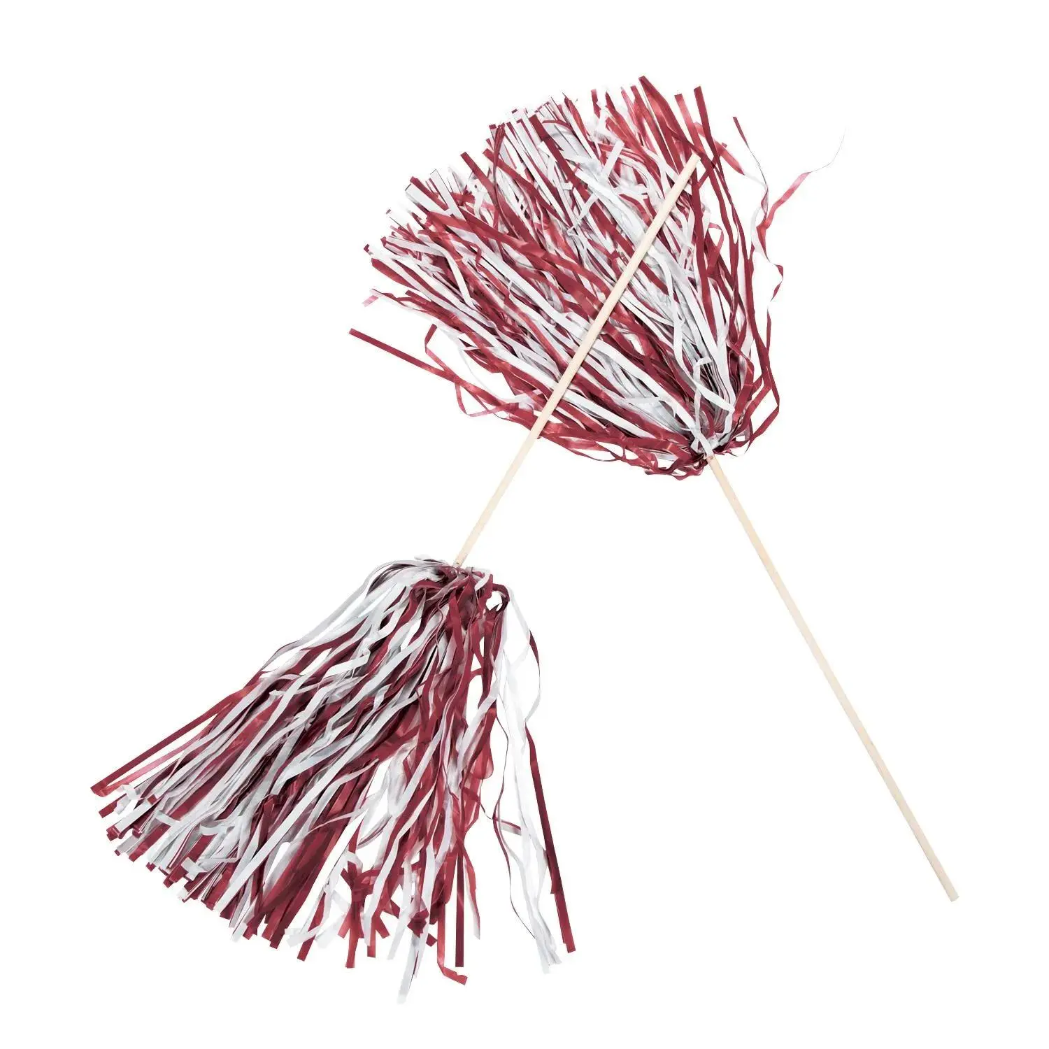 12" Maroon & White Two-Tone Team Spirit Cheer Pom-Poms - 24 Pc.
