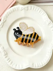 Cute Acetate Insect Bee Hair Claw Clip, Back-Of-Head Half-Up Ponytail Holder, Shark Bite Hair Accessory, 1pc Fashionable Hair Decor